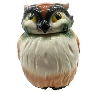 1950 SIERRA VISTA CALIFORNIA POTTERY VINTAGE OWL COOKIE JAR COLLECTIBLE